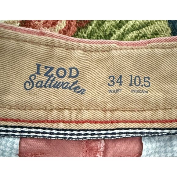 Izod Saltwater Mens Pink Chino Shorts 34W 10.5" Inseam Cotton Blend Casual - Picture 5 of 6